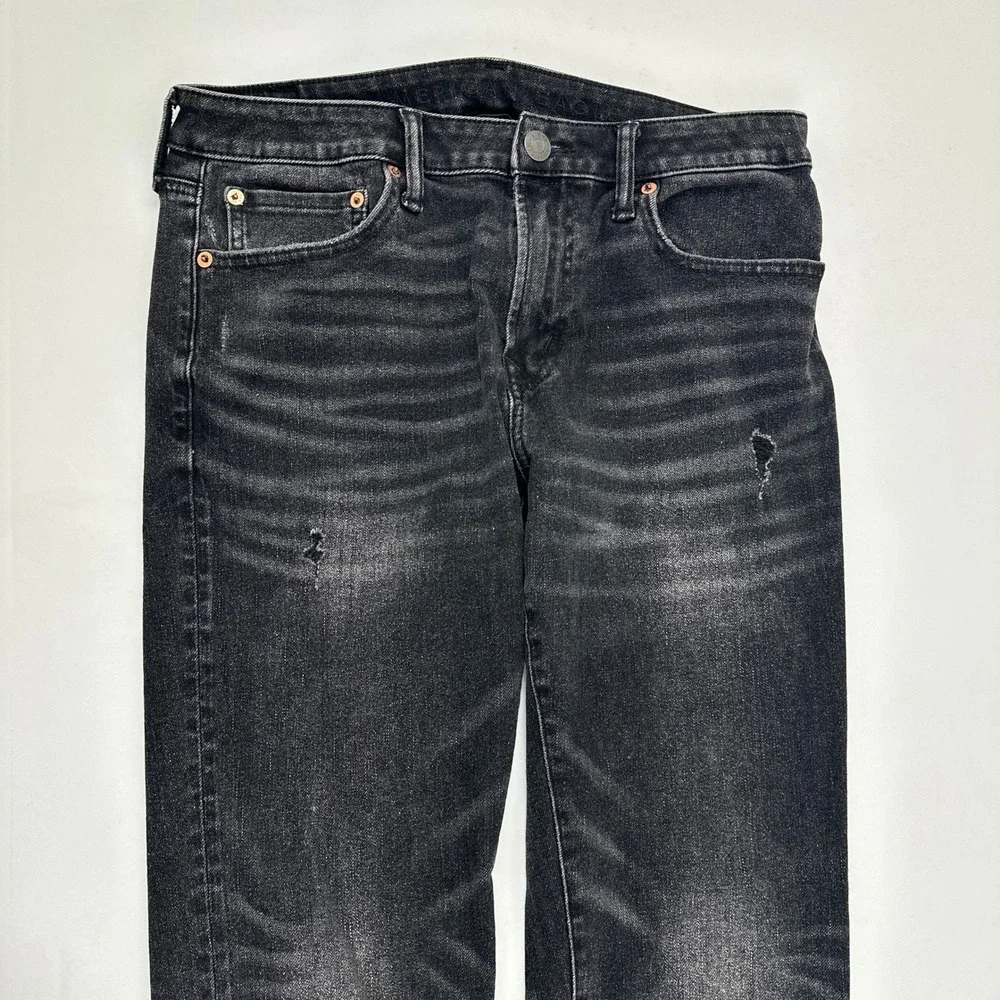 American Eagle Mens Athletic Skinny Jeans Black Distressed 32x32 21292